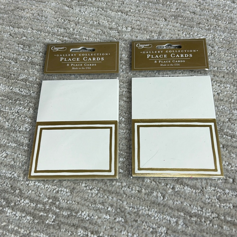 16 Caspari Gold Foil Stripe Border Place Cards